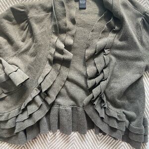 Cropped open ruffle sweater
